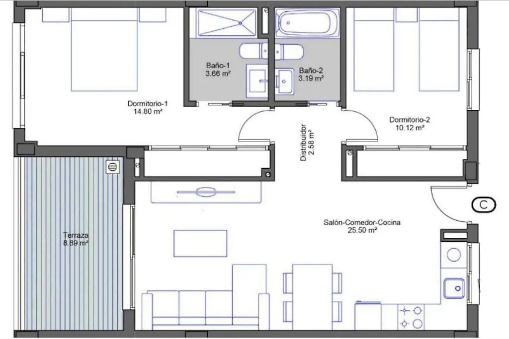 Apartment Nuevo, Disfruta Del Silencio, Familias Con Ninos, Aire Acondicionado, 2 Banos, Wifi, Terraza, Playa, Toallas Y Sombrillas